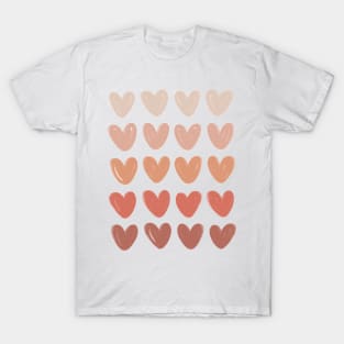 Cream, Pink, Red Gradient Heart Square T-Shirt